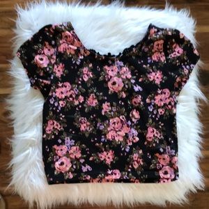 Forever 21 Floral Crop Top with Lace Back